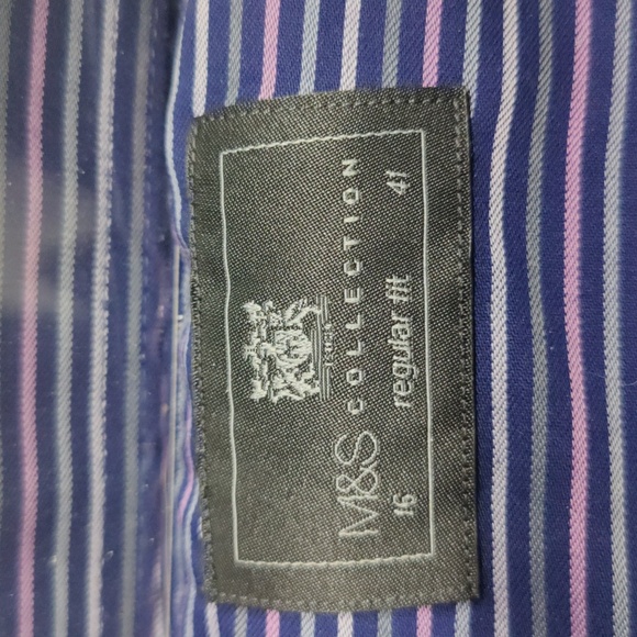 M&S Collection Colorful Striped Button Up Shirt Men's Regular Fit 16 (41) New - Picture 2 of 4